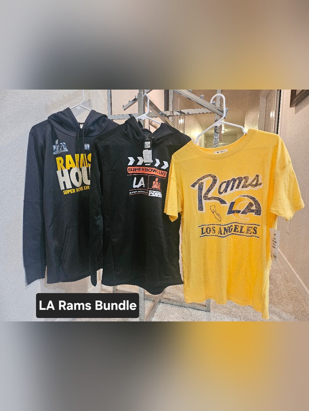 NWT La Rams NFL Gear Bundle Lot of 3 (2 Hoodies & 1 Shirt)